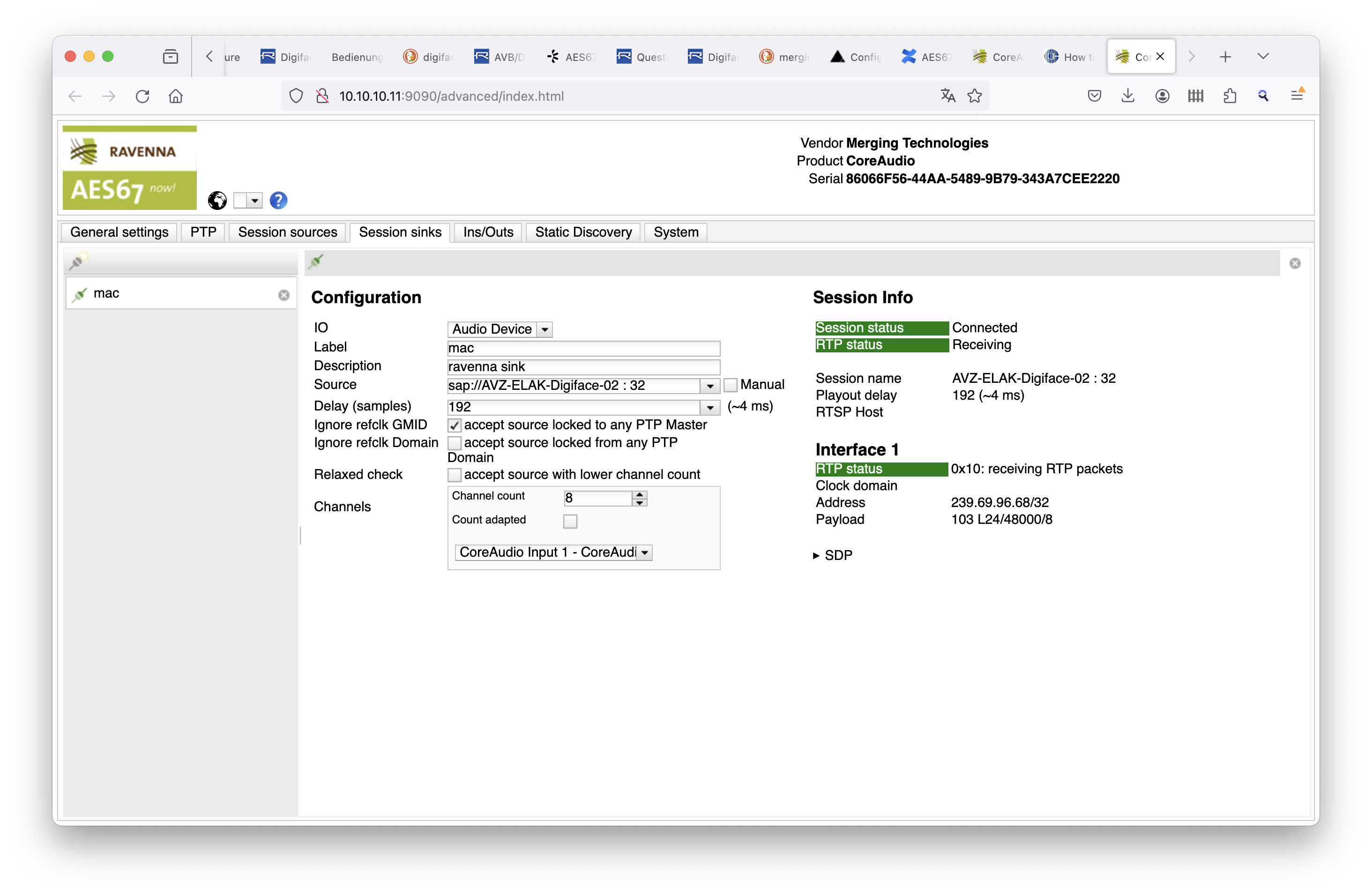 Merging AES67 sink success