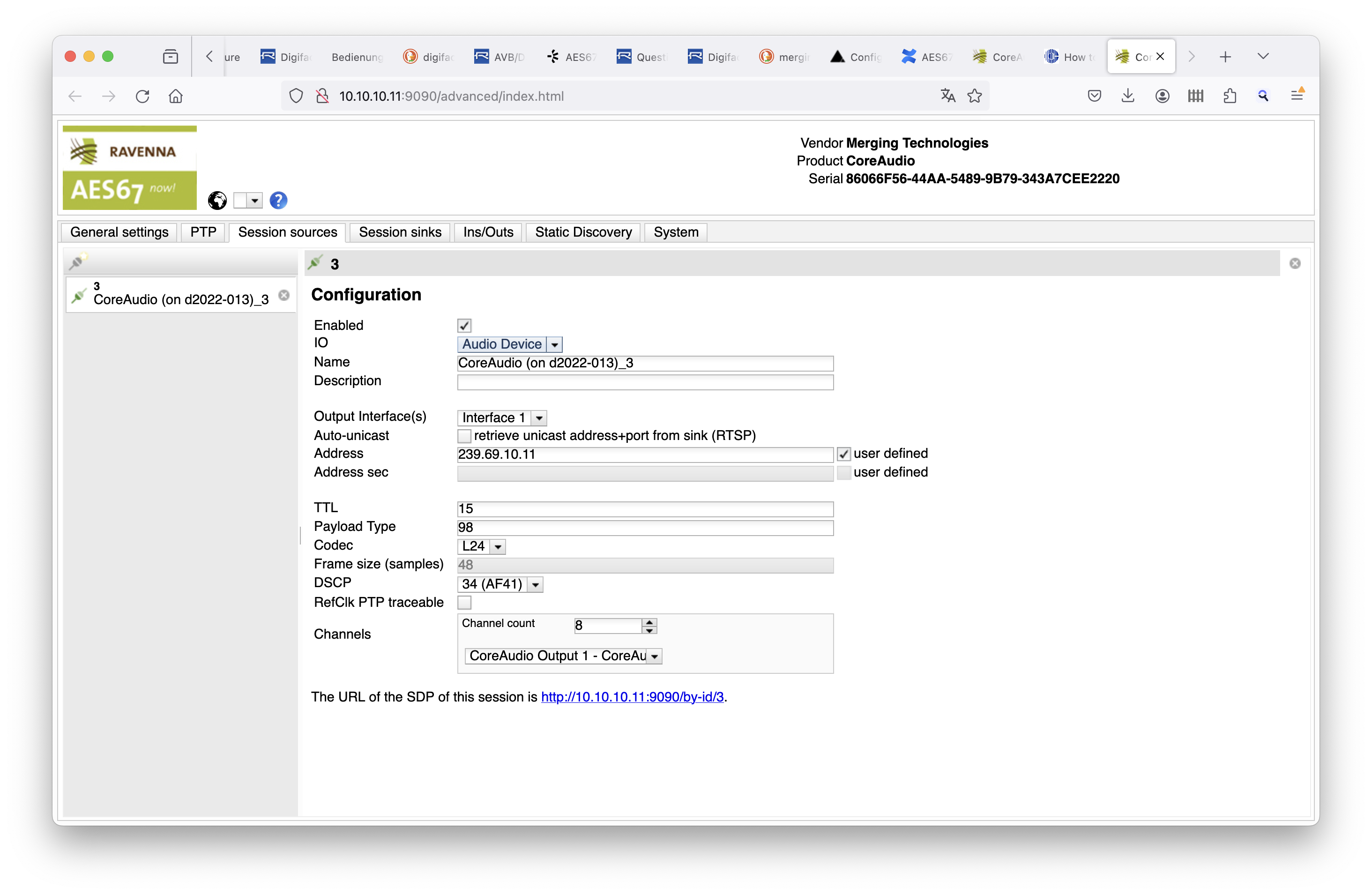 Merging AES67 source configuration