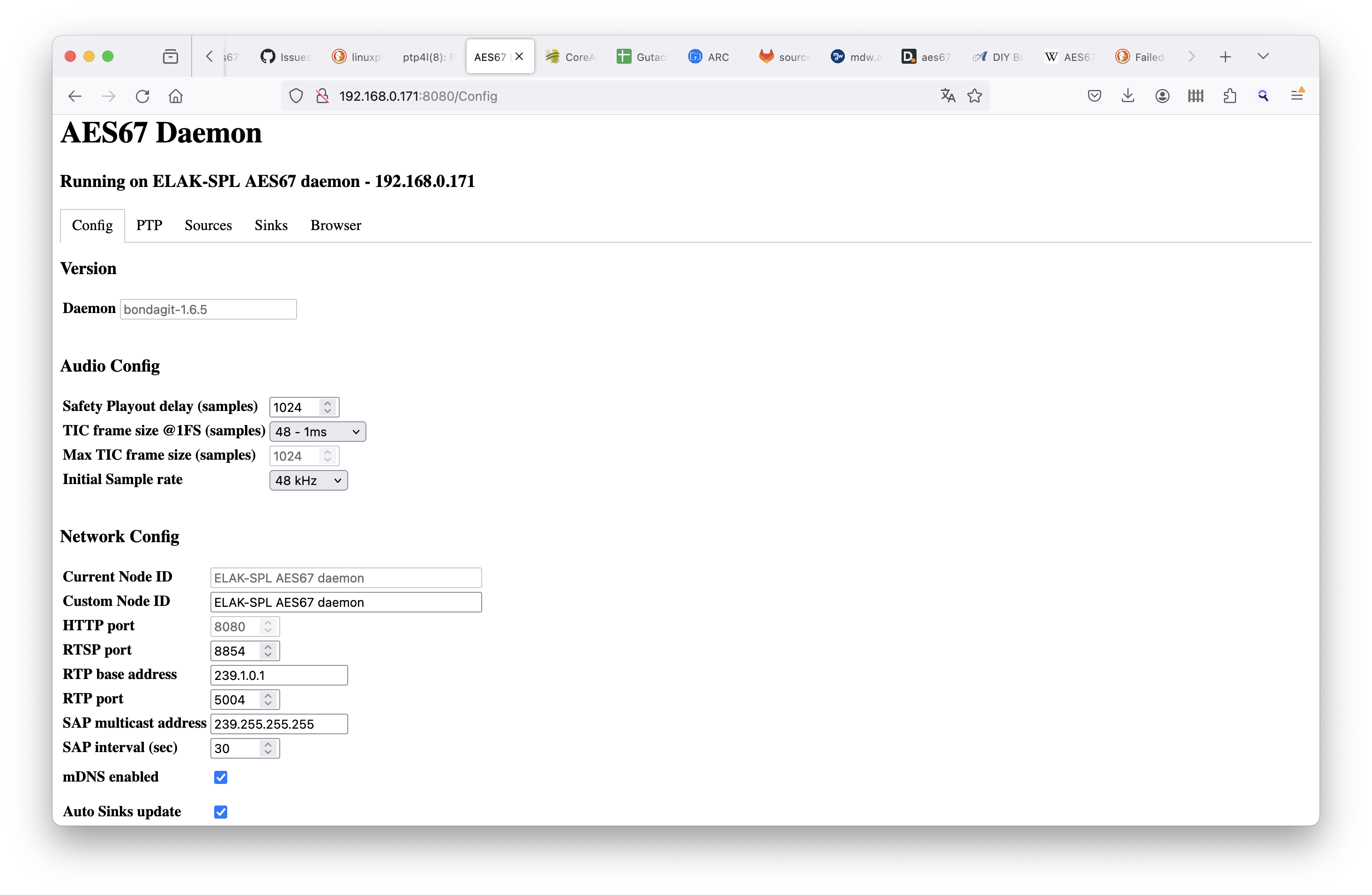 linux AES67 settings