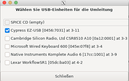 selecting USB device