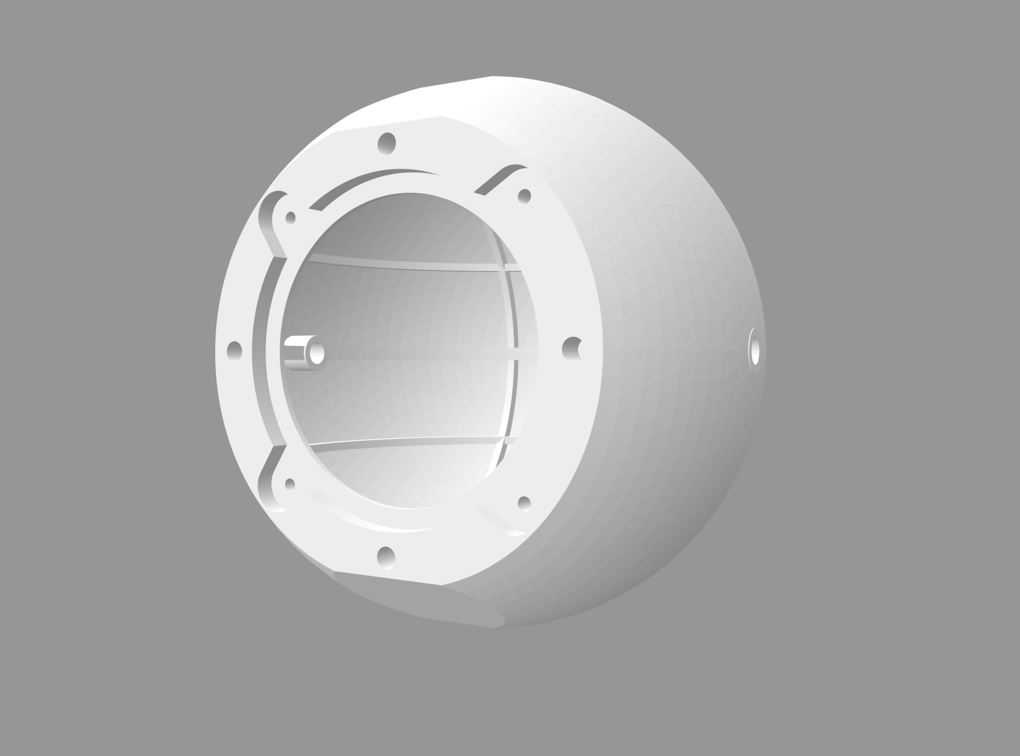 Frontal view of the spherical enclosure