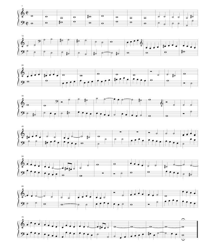 Musical example showing a Duo by Antonio de Cabezón, notated on two staves in common time.