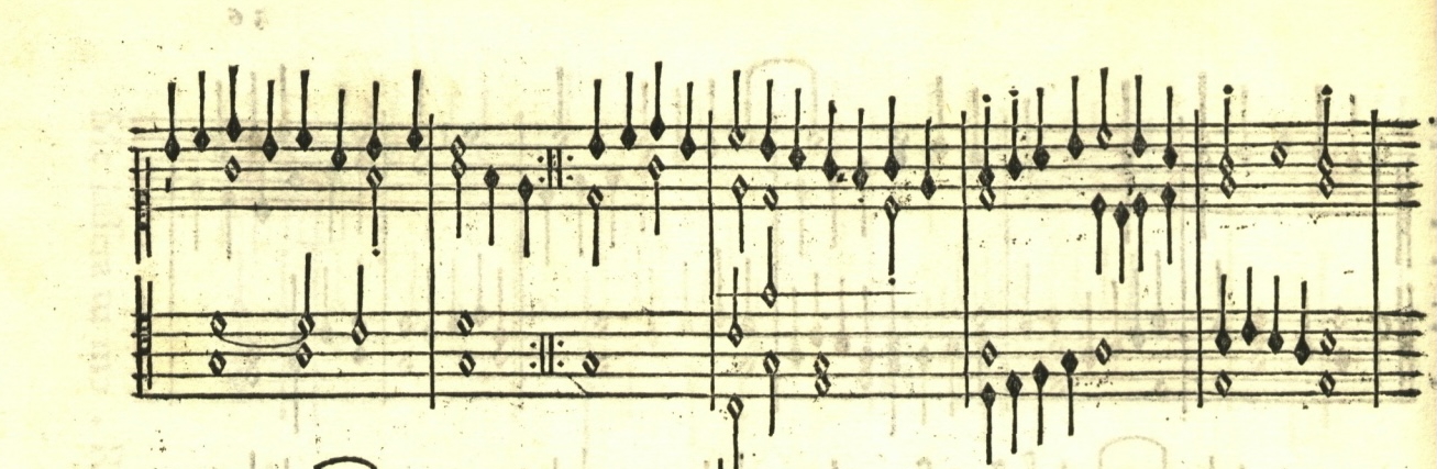 Excerpt of printed keyboard or organ tablature attributed to Andrea Antico. The image shows a section of polyphonic notation in black ink on a five-line staff, with vertically aligned noteheads and barlines typical of early sixteenth-century instrumental music print style.