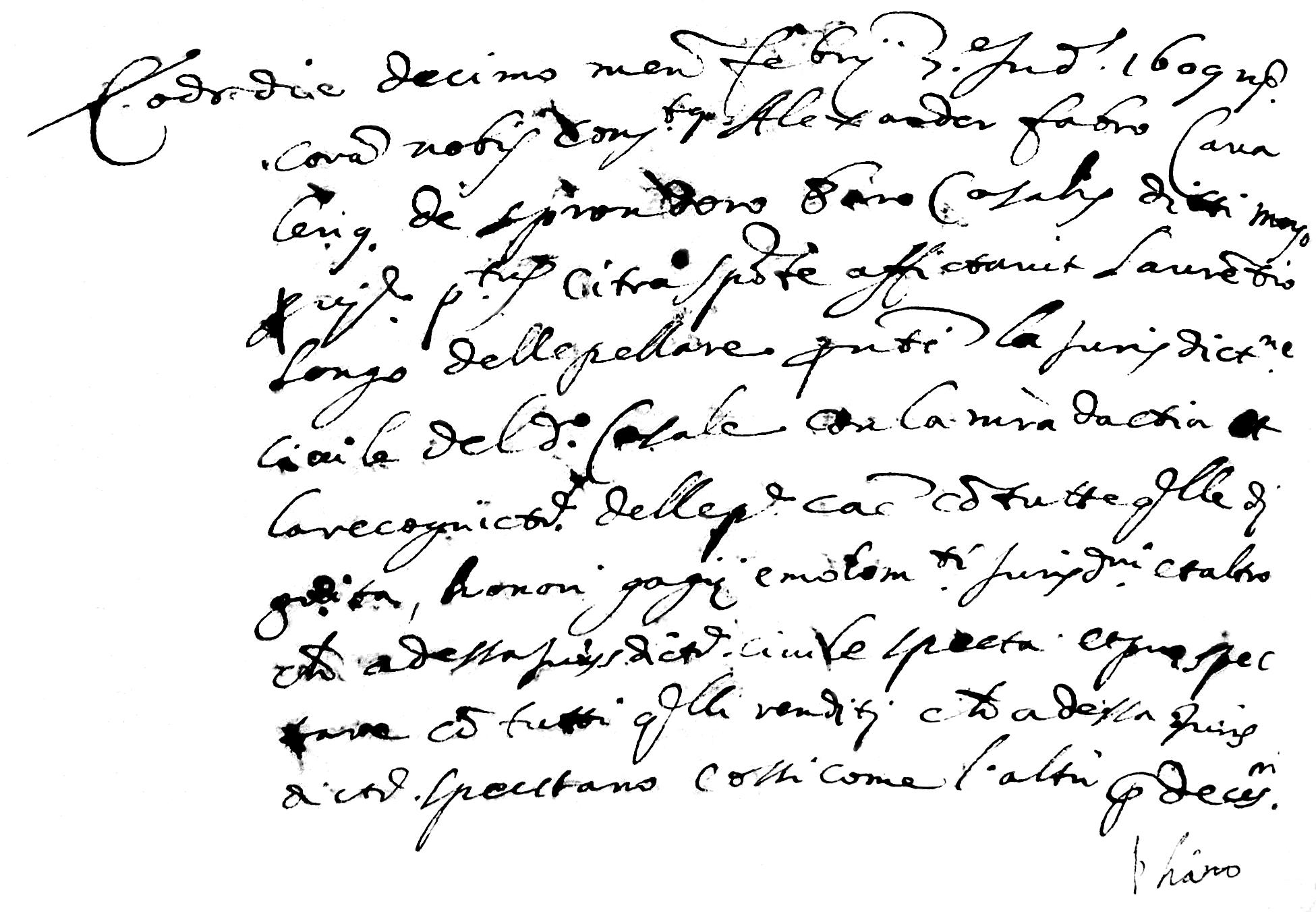 A handwritten legal document from the 16th century, written in dense Italian cursive script with dark ink on light paper, and showing the elegant but intricate handwriting typical of Renaissance notarial records.