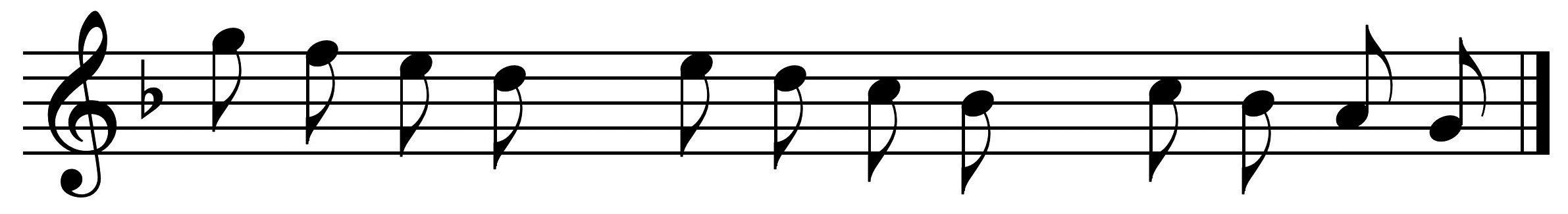 A single measure of music in treble clef featuring a simple stepwise melody in a flat key, with a sequence of eighth notes forming an descending passage.