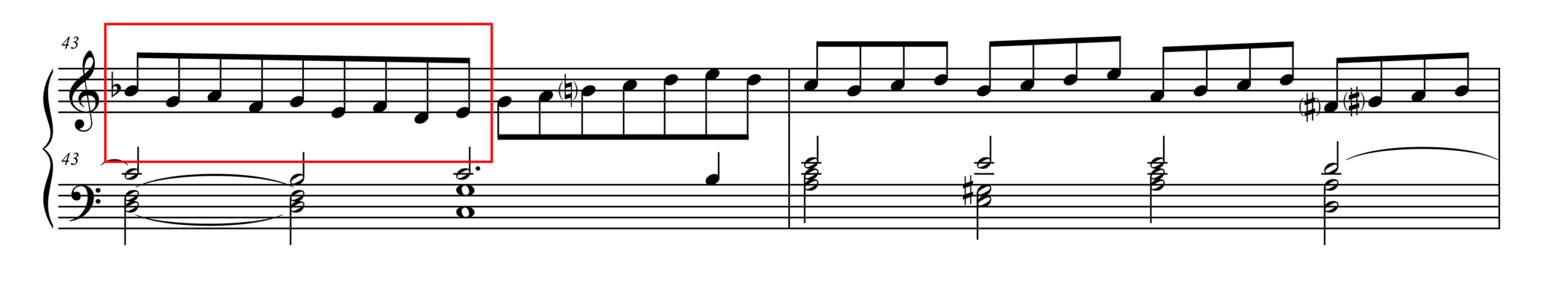 Musical examples with three excerpts in open score illustrating common falling third diminution figures indicated by red boxes.