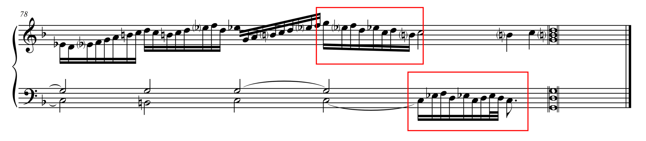 Musical examples with three excerpts in open score illustrating common falling third diminution figures indicated by red boxes.
