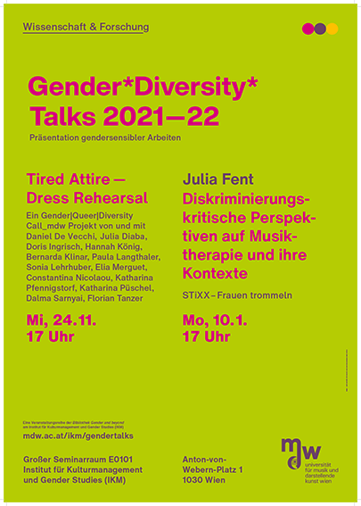 Plakat der Veranstaltungsreihe Gender*DiversityTalks an der mdw