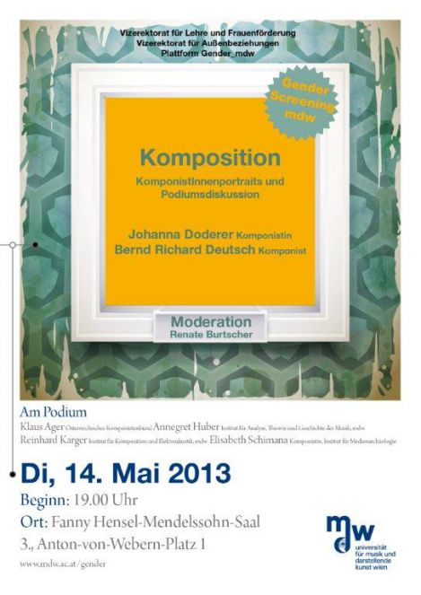 Plakat: Komposition - KomponistInnenportraits und Podiumsdiskussion