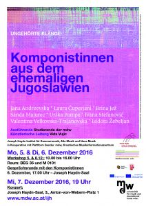 Plakat: Ungehörte Klänge - Komponistinnen aus dem ehemaligen Jugoslawien 2016