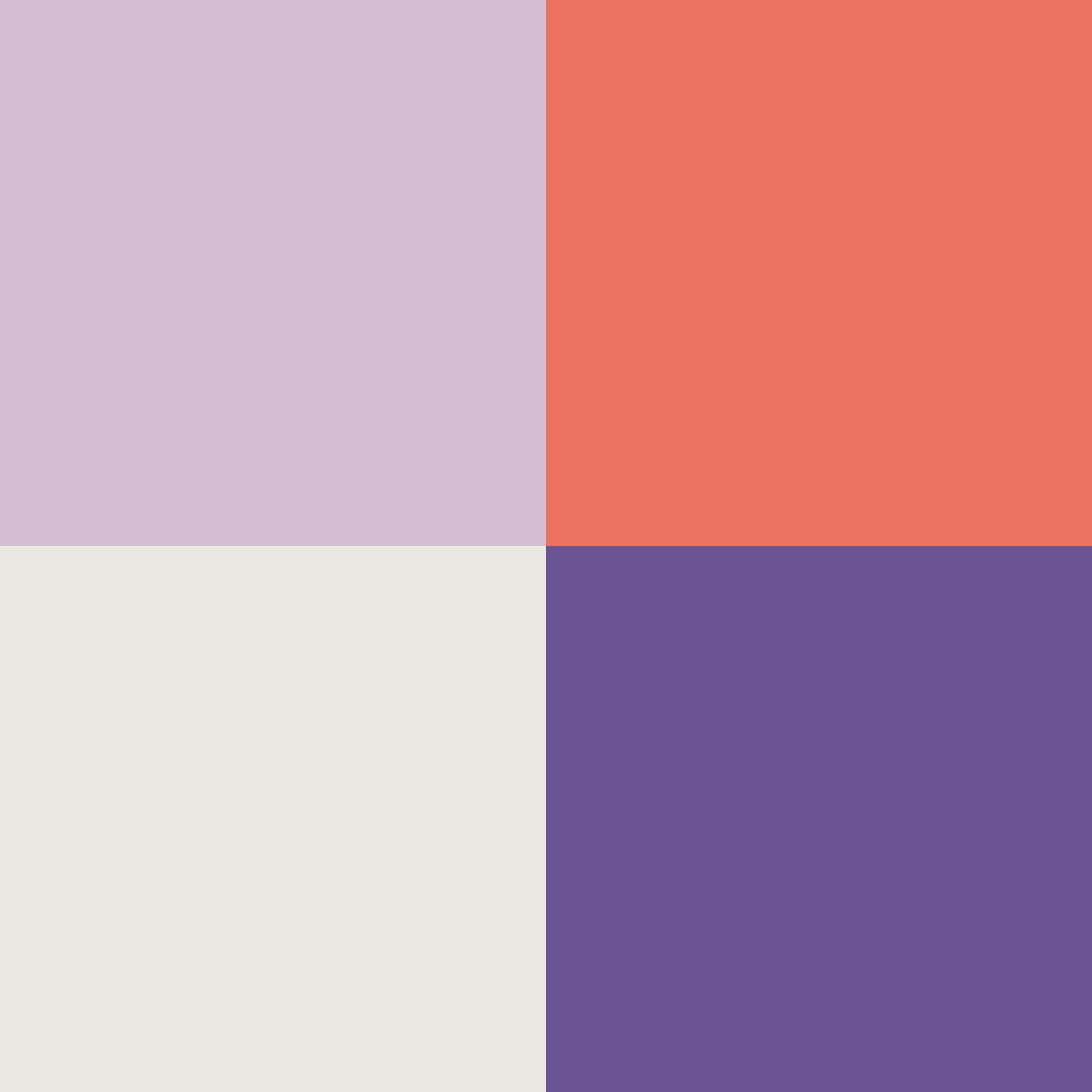 Post-it-Icon | Grundriss quadratisch, in wiederum vier Quadrate geteilt in den Farben hell lila, dunkel lila, hell rot, vream grau