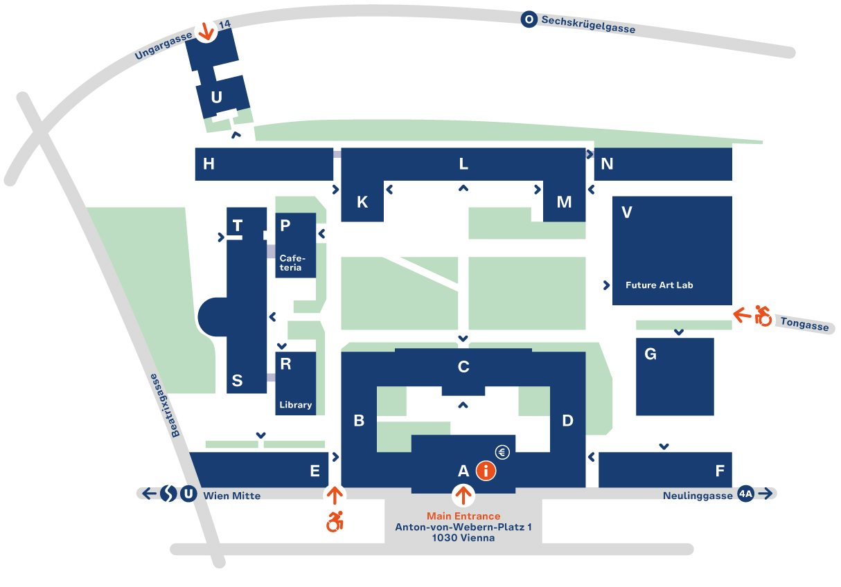 Campusplan mdw Anton von Webern Platz