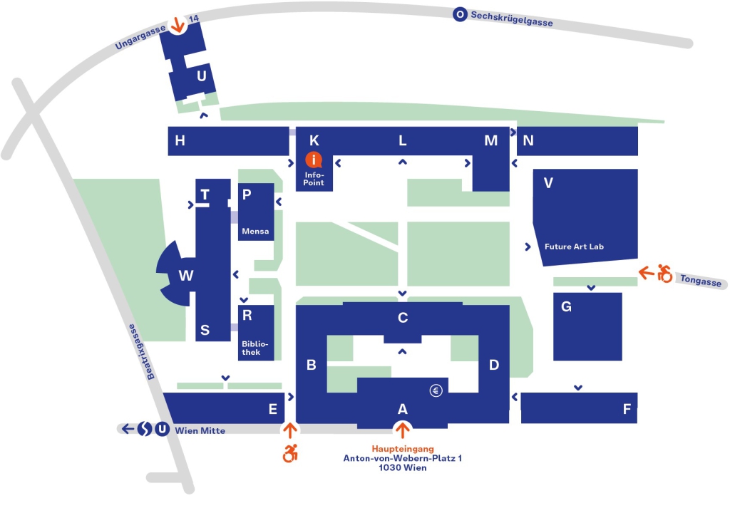 Campusplan mdw Anton von Webern Platz